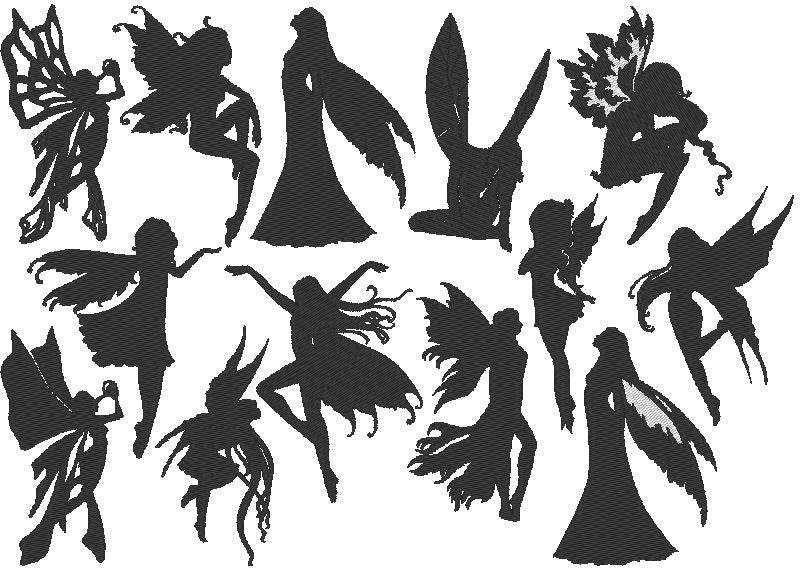 Fee Silhouetten Stickdatei - Sewando