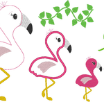 Stickdatei Flamingo Blätter Set - Sewando