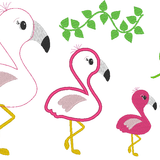 Stickdatei Flamingo Blätter Set - Sewando