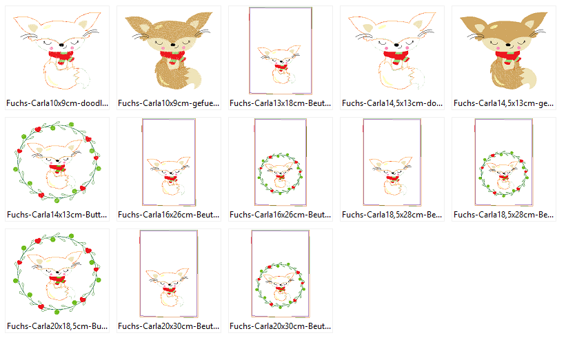 Fuchs Doodle + Geschenkbeutel ITH Stickdatei - Sewando
