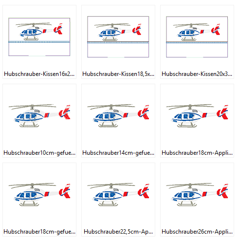 Hubschrauber Stickdatei inkl. Kissen ITH - Sewando