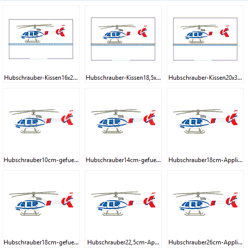 Hubschrauber Stickdatei inkl. Kissen ITH - Sewando
