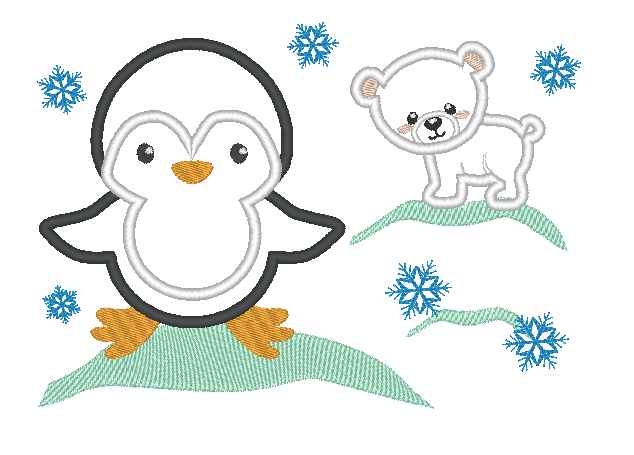 Stickdatei - Taschenmotiv + Kissen Eisbaer und Pinguin ITH - Sewando