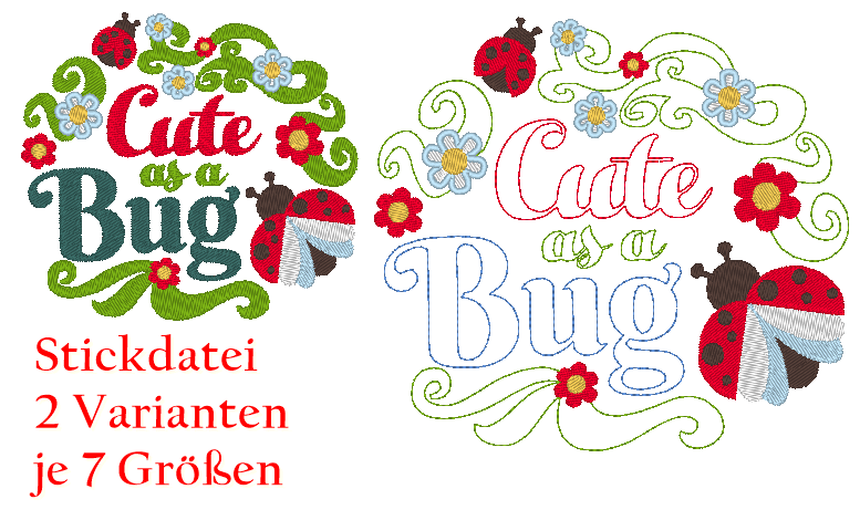 Freebie - Stickdatei - Cute as a Bug Käfer - Sewando