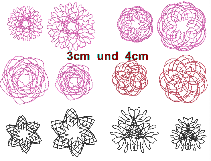 Stickdatei - Zirkel Mandala Mini Blumen 2 bis 4cm Teil 2 - Sewando