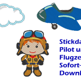 Pilot Flugzeug Wolke Stickdatei - Sewando