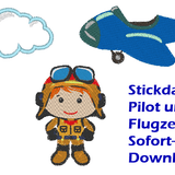 Pilot Flugzeug Wolke Stickdatei - Sewando
