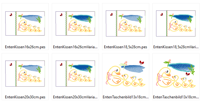 Entenfamilie Kissen ITH Stickdatei - Sewando
