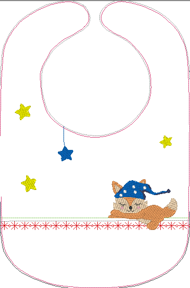 Stickdatei - Fuchs auf dem Mond Kissen und Laetzchen SET ITH - Sewando
