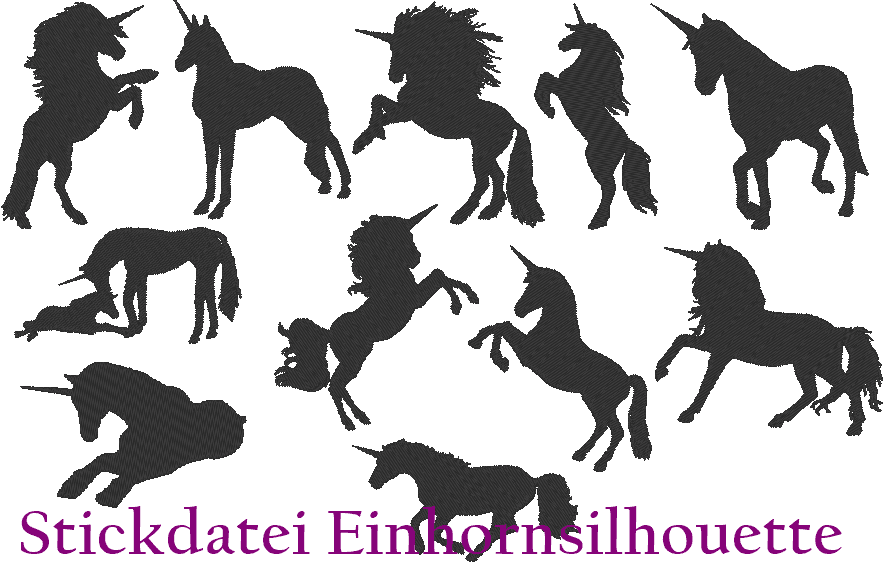 Einhorn Silhouetten Stickdatei - Sewando