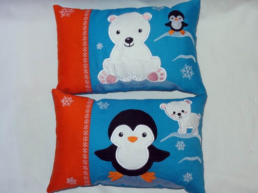 Stickdatei - Taschenmotiv + Kissen Eisbaer und Pinguin ITH - Sewando