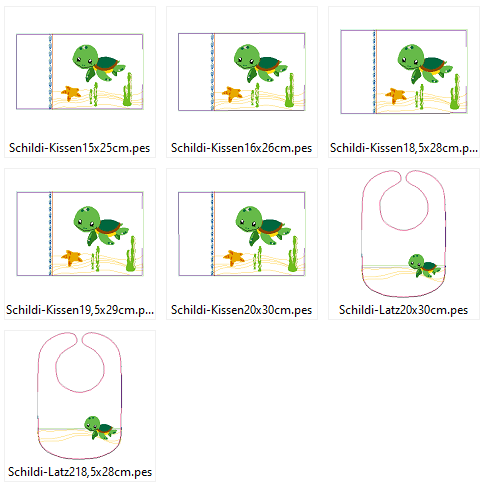 Stickdatei - Schildkroete Kissen und Laetzchen SET ITH - Sewando