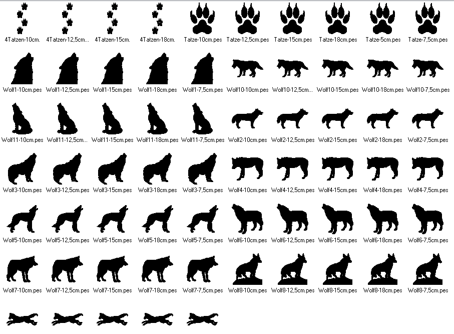 Wolf Silhouetten Stickdatei - Sewando