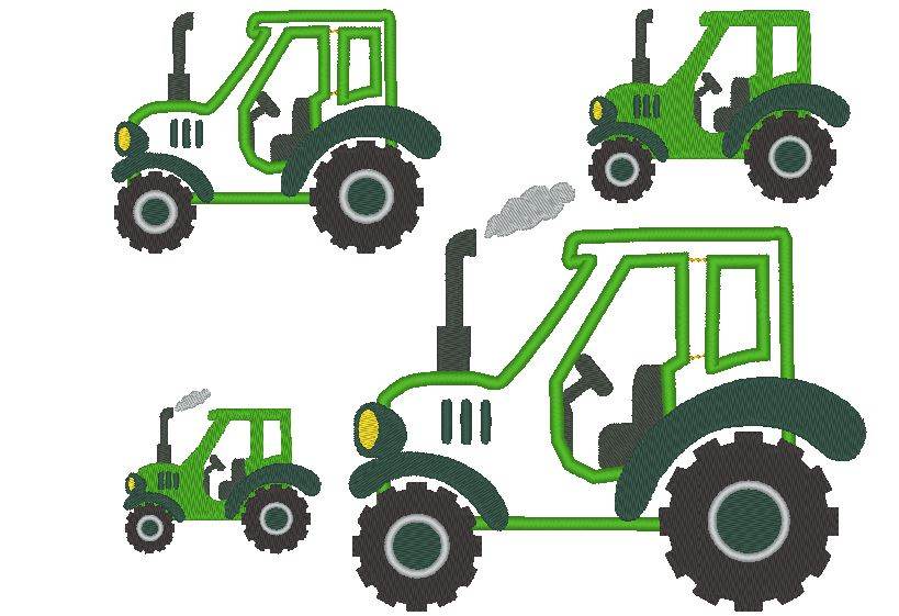 Traktor Stickdatei alle Größen inkl. Kissen ITH - Sewando