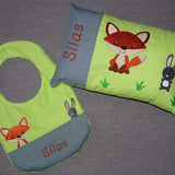 Stickdatei - Fuchs mit Hase Kissen und Laetzchen SET ITH