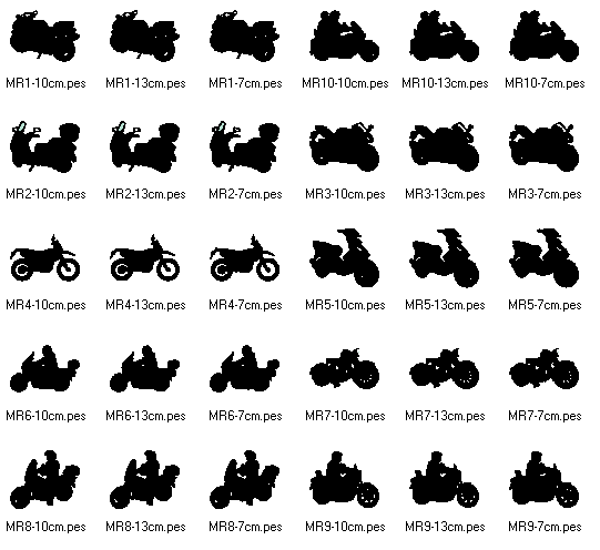 Stickdatei - Motorrad Motorroller Silhouetten - Sewando