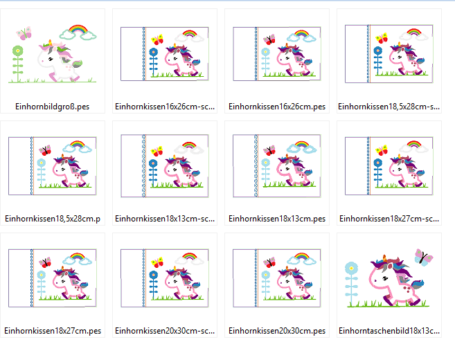 Einhorn Kissen ITH Stickdatei + Taschenmotiv - Sewando