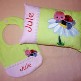Stickdatei - Kaefer Marienkaefer auf Blume Kissen und Laetzchen SET ITH