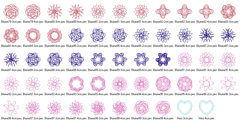 Stickdatei - Zirkel Mandala Mini Blumen 2 bis 4cm Teil 2 - Sewando