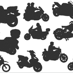 Stickdatei - Motorrad Motorroller Silhouetten - Sewando