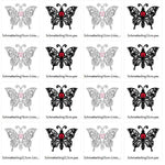 Stickdatei - Schmetterling Linie und Schnoerkel Blumen Silhouette - Sewando