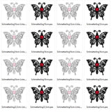Stickdatei - Schmetterling Linie und Schnoerkel Blumen Silhouette - Sewando
