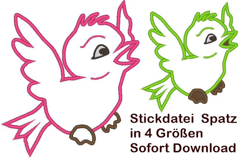 Stickdatei frecher Spatz Vogel - Sewando