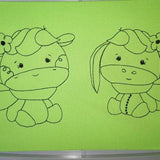 Stickdatei Esel und Kälbchen Doodle + Kissen ITH - Sewando