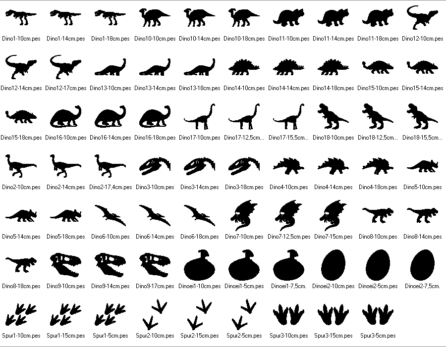 Dino Silhouetten Stickdatei - Sewando