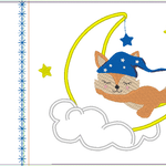 Stickdatei - Fuchs auf dem Mond Kissen und Laetzchen SET ITH - Sewando