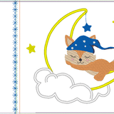 Stickdatei - Fuchs auf dem Mond Kissen und Laetzchen SET ITH - Sewando