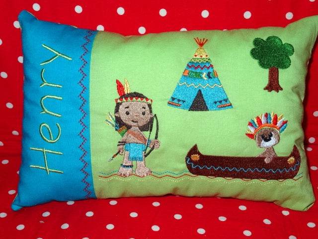Indianer Kissen + Taschenbild ITH Stickdatei - Sewando