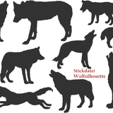 Wolf Silhouetten Stickdatei - Sewando
