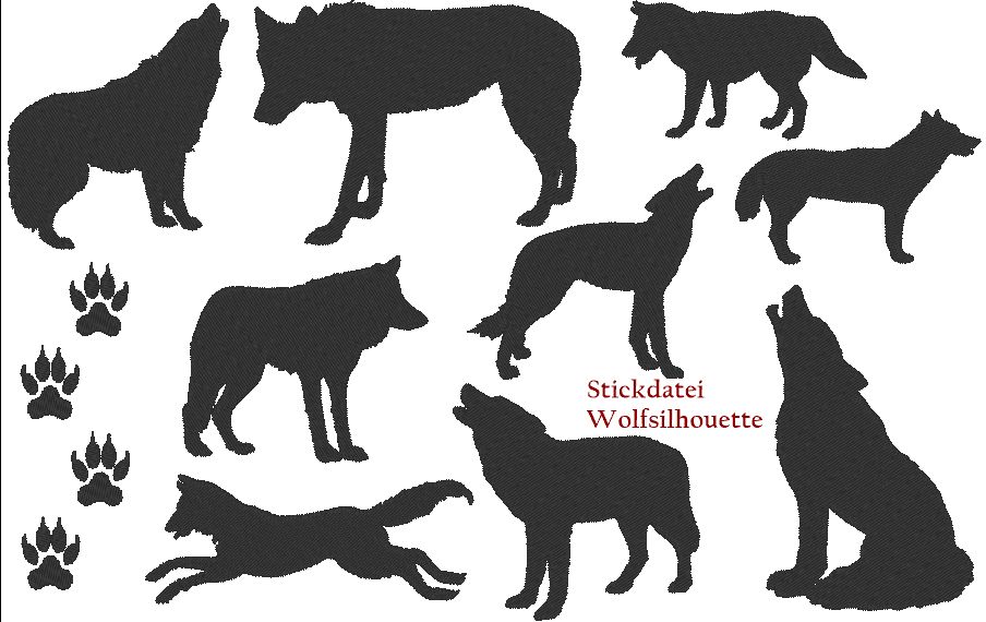 Wolf Silhouetten Stickdatei - Sewando