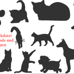 Stickdatei - Hund und Katze Silhouette - Sewando