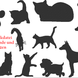Stickdatei - Hund und Katze Silhouette - Sewando