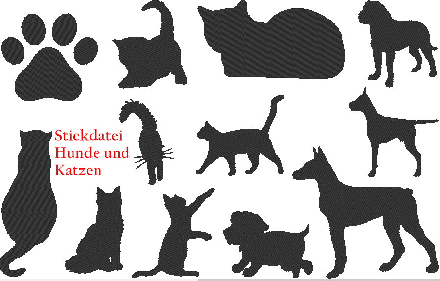 Stickdatei - Hund und Katze Silhouette - Sewando