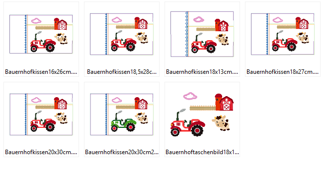 Bauernhof Stickdatei Taschenmotiv + Kissen ITH - Sewando