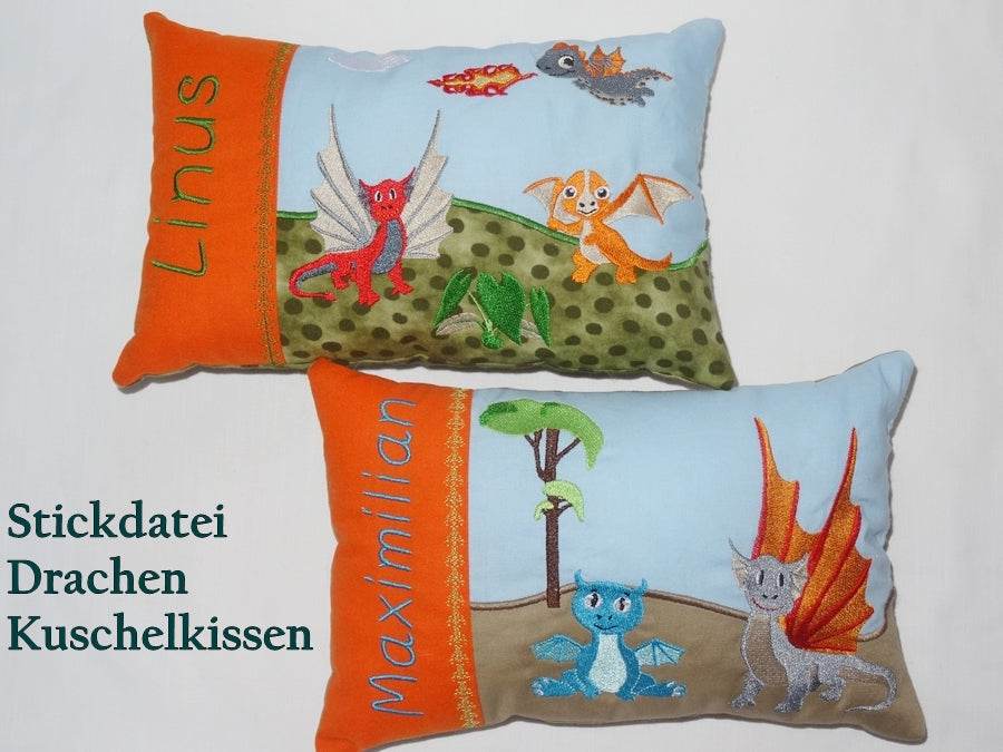 Drachen Kissen ITH Stickdatei - Sewando
