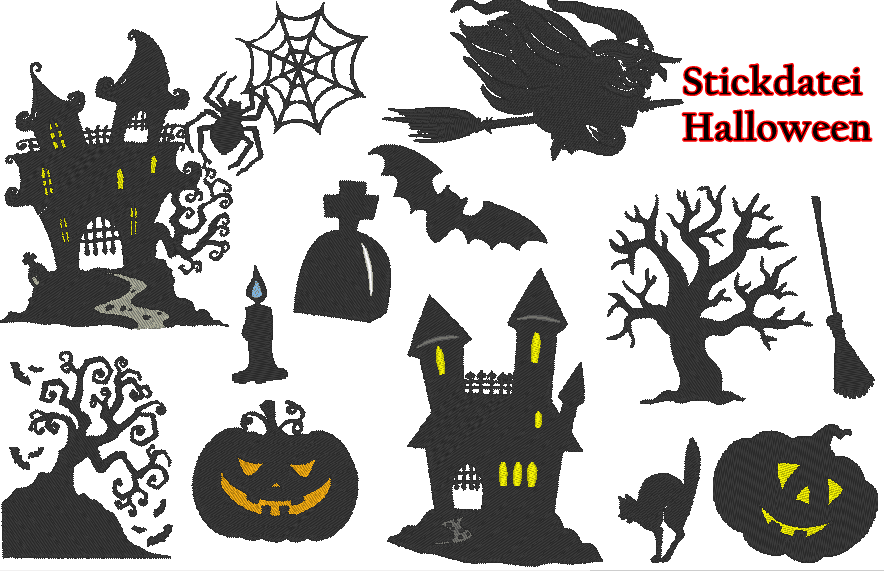 Halloween Silhouette Stickdatei - Sewando