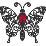 Stickdatei - Schmetterling Linie und Schnoerkel Blumen Silhouette - Sewando
