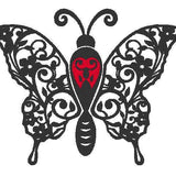 Stickdatei - Schmetterling Linie und Schnoerkel Blumen Silhouette - Sewando