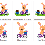 Hase und Igel auf dem Fahrrad Stickdatei - Sewando