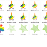 Stickdatei - Regenbogen Einhorn Gesichter Klee Glücksbringer - Sewando