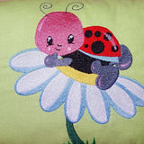 Stickdatei - Kaefer Marienkaefer auf Blume Kissen und Laetzchen SET ITH