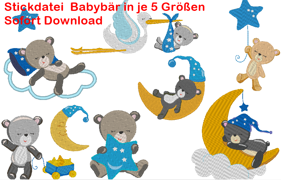 Baby Bär XXL Set Baer Stickdatei - Sewando