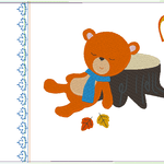 Stickdatei - Herbst Bär am Baum schlafend Kissen und Lätzchen SET ITH - Sewando