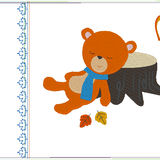 Stickdatei - Herbst Bär am Baum schlafend Kissen und Lätzchen SET ITH - Sewando
