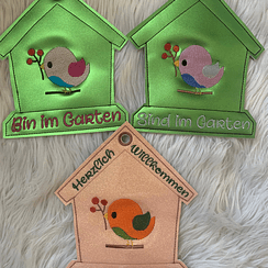 Stickdatei Türschild Bin im Garten Set 699 - Sewando