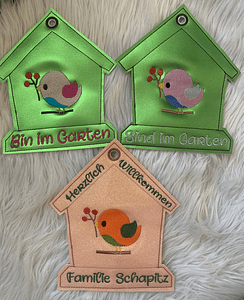Stickdatei Türschild Bin im Garten Set 699 - Sewando